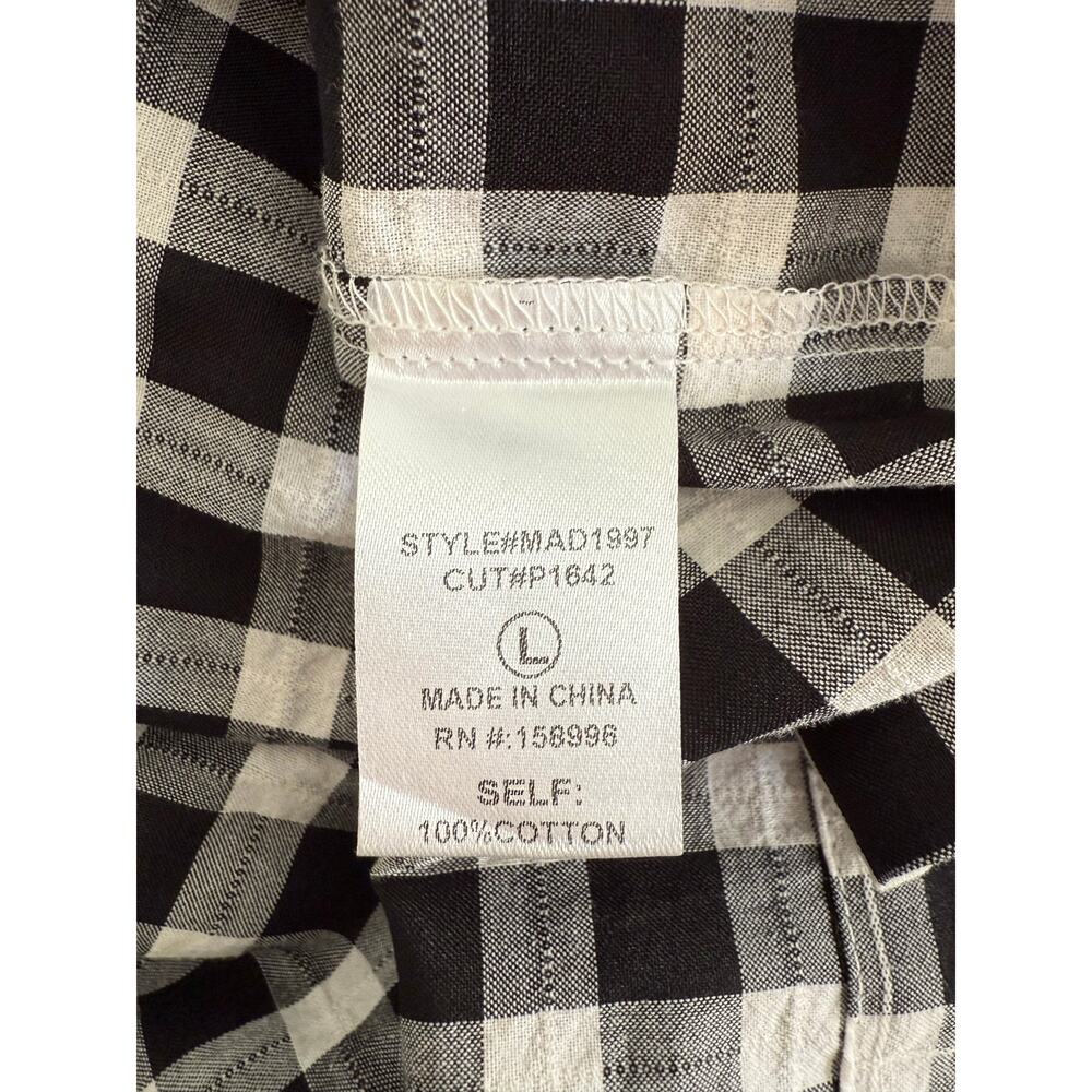 Aaron & Amber Black/White Gingham Puff Sleeve Square Neck Tiered Dress, Size L - Picture 4 of 5
